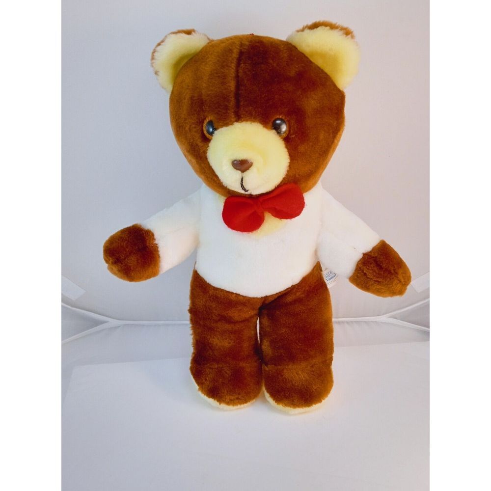 Vintage Soft Thing Teddy Bear Red Bow Tie Plush Stuffed Animal Brown White 13"
